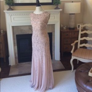 Adrianna Papell champagne sequin gown